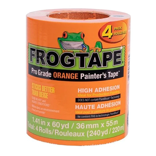 ShurTape 242808 1.41" x 60yd FrogTape Pro Grade Orange CP199 Painter's Tape 4 PACK