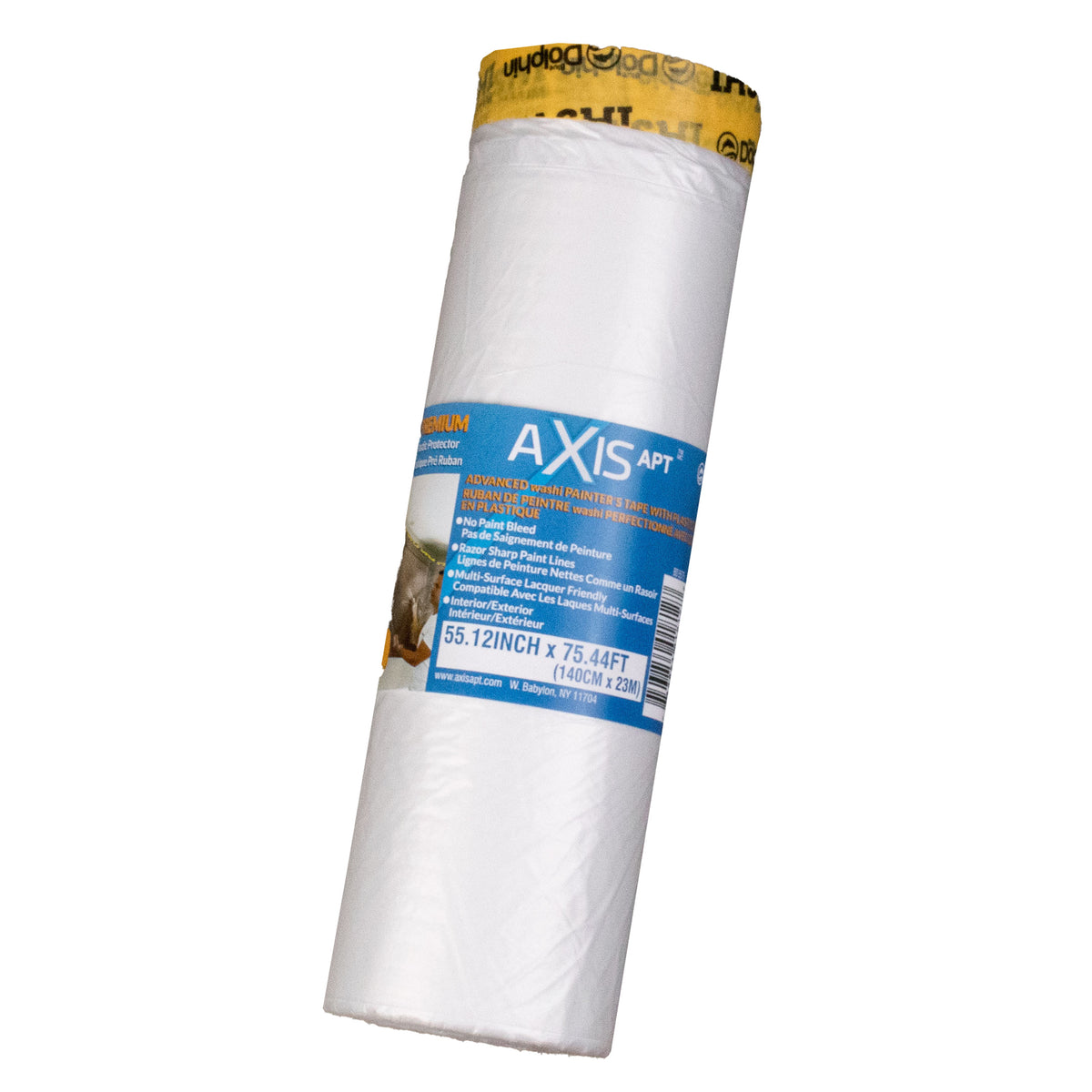 Blue Dolphin AXIS ADVANCED APT WASHI Tape with Plastic Drop Cloth
