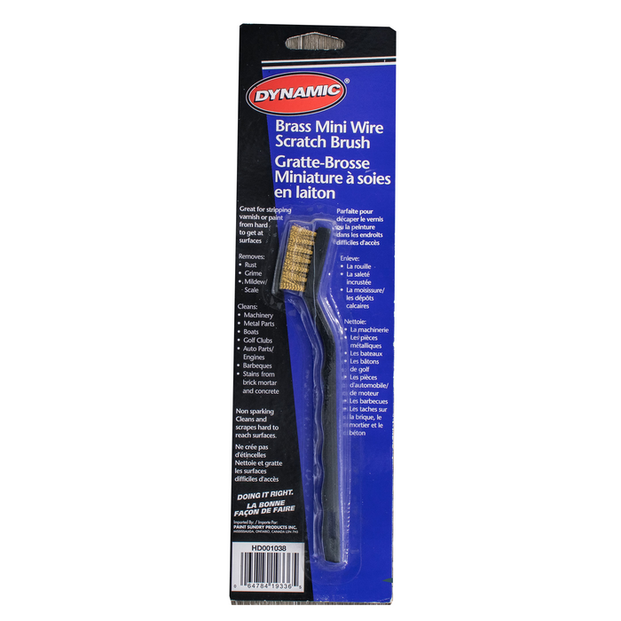 Dynamic HD001038 Mini Brass Wire Brush Carded (10 PACK)