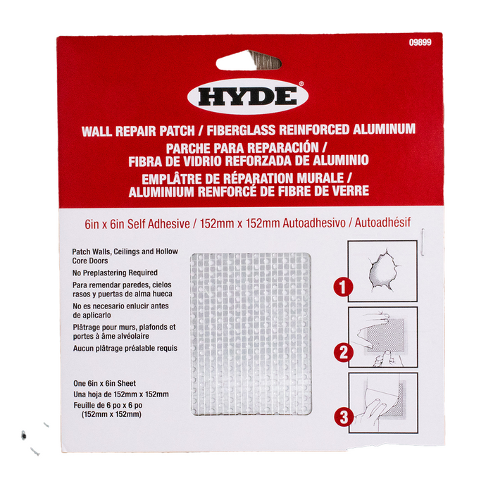Hyde 09899 6" x 6" Aluminum Self Adhesive Wall Patch