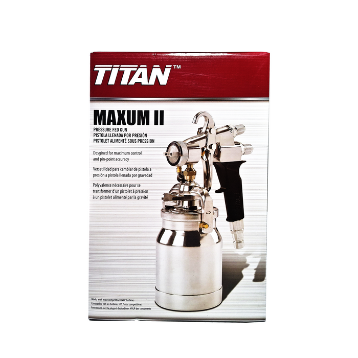 Titan 0524041 Maxum II HVLP Pressure Fed qt Cup Gun w/#3 Pro Set Needle Set