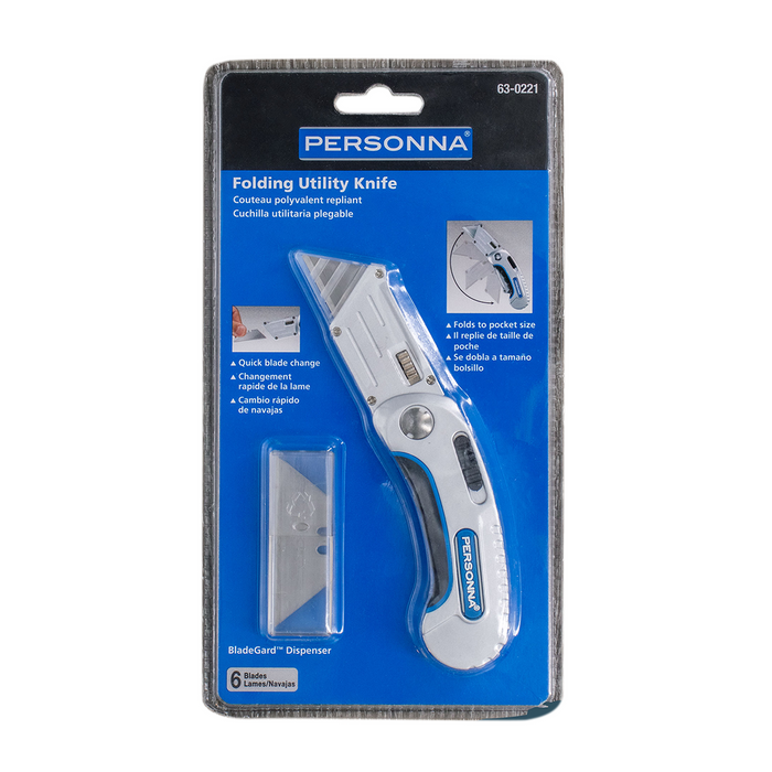 Personna 63-0221 Folding Utility Knife w/ 6 Blades