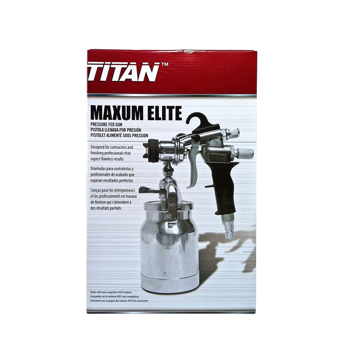 Titan 0524027 Maxum Elite HVLP Pressure Fed 1-qt Cup Gun w/#3 Pro Set Needle Set
