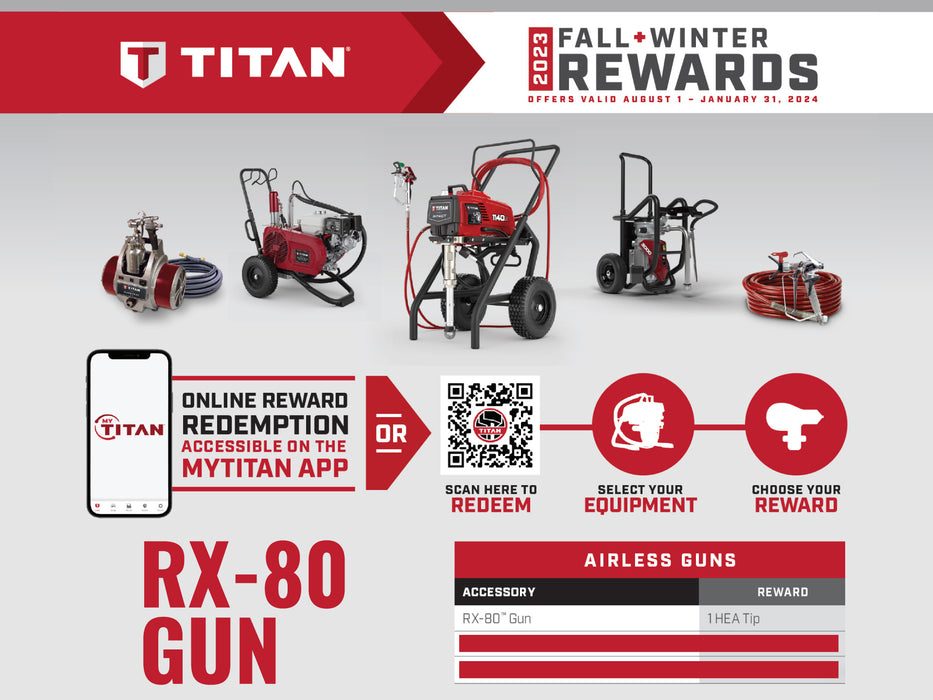 Titan 538006 RX-80 Two-Finger Airless Paint Spray Gun w/TR1 Tip