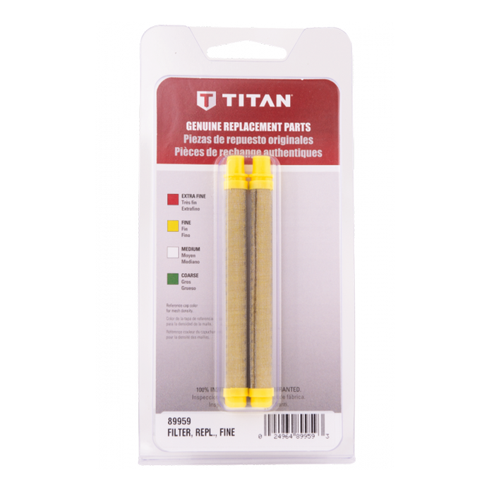 Titan 0089959 Fine 100 Mesh Yellow Airless Spray Gun Filter (2pk)