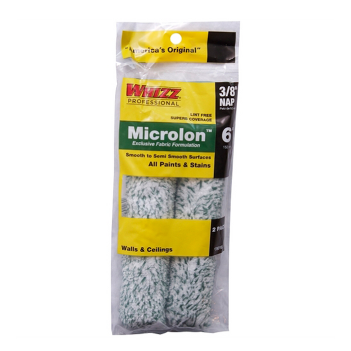 Whizz 78016 6" Microlon 3/8" Nap Mini Roller 2Pk