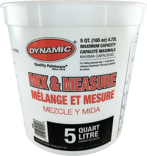 Dynamic 00040 5 Quart Disposable Mix and Measure Cup Plus Ratios