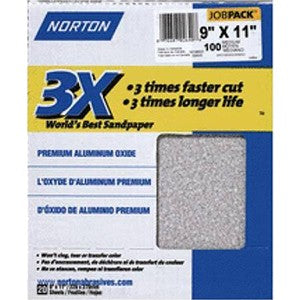 Norton 02623 9" x 11" 3X P400B Sandpaper (100 PACK)