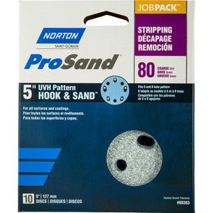 Norton 68363 5" 5 & 8 Hole P80C ProSand Paper H&L UVH Disc 10Pk
