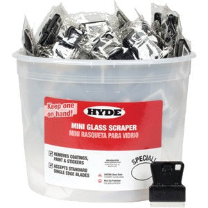 Hyde 49515 Mini Glass Scraper Uncarded Bucket 100Pk
