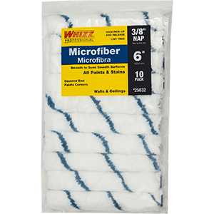 Whizz 25032 6" Microfiber Blue Stripe 3/8" Nap Mini Roller (10 Pack)