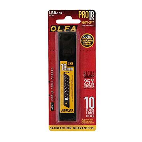 Olfa LBB-10B 18mm 8Pt Ultrasharp Black Snap Off Blade (10 PACK)