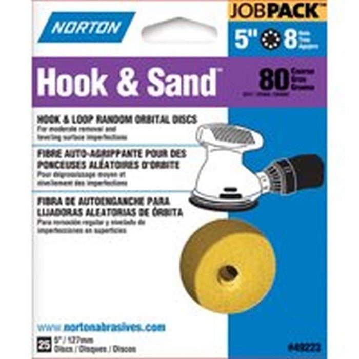 Norton 49223 5" P80 8 Hole Hook & Loop Disc (25 PACK)