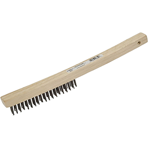 Hyde 46850 3 x 19 Wood Wire Brush w/ Curved Handle
