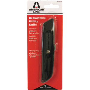 ASR 66-0437 Black Metal Retractable Utility Knife