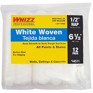 Whizz 44511 6-1/2" White Whizzflex Woven 1/2" Nap Mini Roller (12 PACK)
