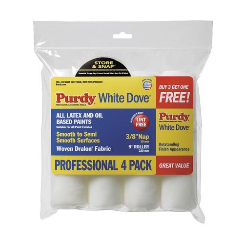 Purdy 9" 3/8" NAP White Dove Roller Professional Pack - 4pk - solo