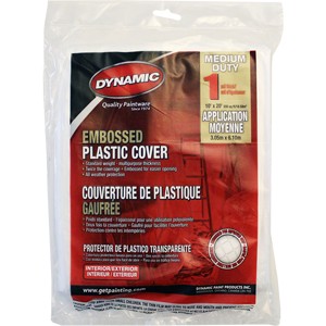 Dynamic 00388 10' x 20' 1mil Embossed Clear Plastic Flat Packed Drop Cloth
