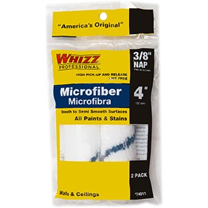 Whizz 74011 4" Xtrasorb Microfiber Blue Stripe 3/8" Nap Mini Roller 2Pk