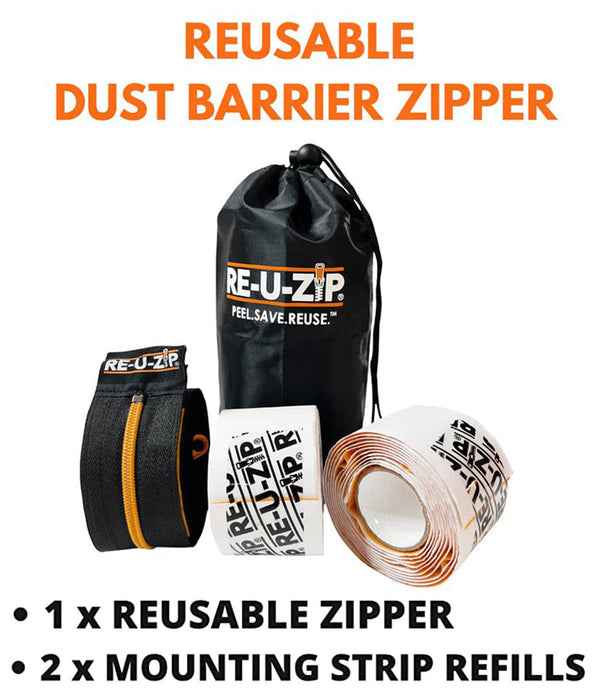 RE-U-ZIP Heavy-Duty Reusable Dust Barrier Zipper | Starter Kit- description 1