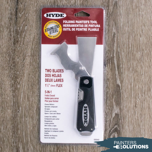 Hyde 06940 5-in1 Stainless Steel Dual Blade Folding Painters Tool & 1-1/2" Flex Knife