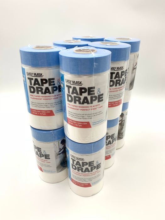 Trimaco 949460 Easy Mask .6m x 22m Tape & Drape Plastic Pretaped Drop Cloth (12PACK) - pack