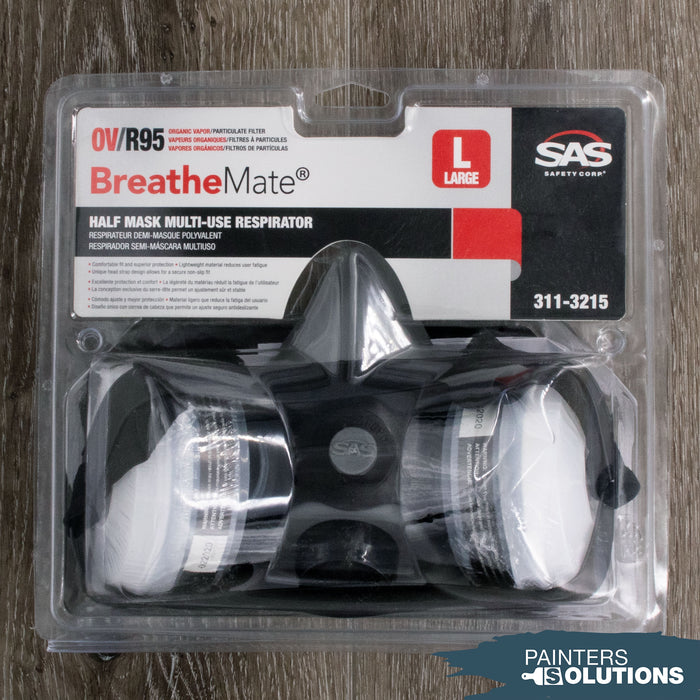 SAS 311-3215 Large BreatheMate Organic Vapor / R95 Half Mask Dual Cartridge Respirator